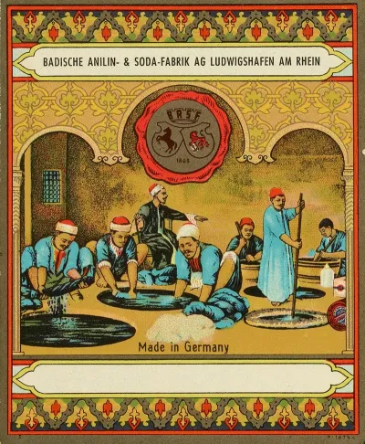 Badische Anilin Soda Fabrik Dye Label With Indigo Dye Workers