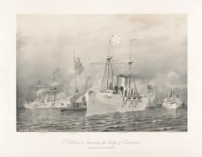 Baltimore Bearing The Body Of Ericsson New York Harbor Aug 30th 1890