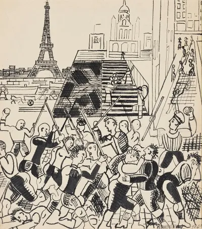 Bataille De Gamins Dans Une Rue De Paris