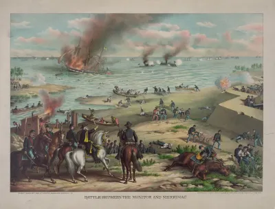 Battle Between The Monitor And Merrimac Fought March 9th 1862 At Hampton Roads Near Norfolk Va 2