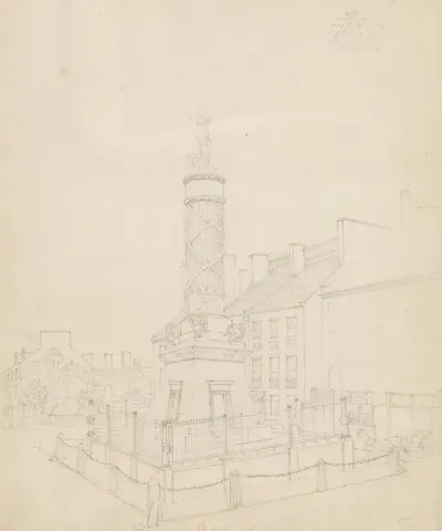 Battle Monument As Seen From The West Door Of City Hotel Baltimore
