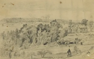 Battle Of The North Anna From The Hill Above Jerico Ford Showing Confederate Lines Union Line And Road To Jerico Ford Virginia