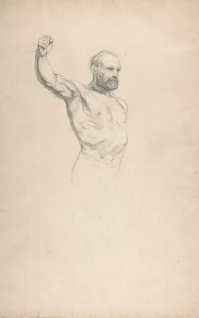Bearded Bare Chested Male Figure Study For The Horse Fair
