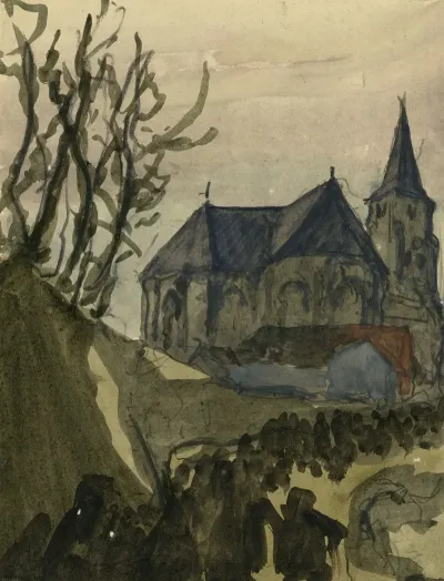 Bedevaarders Op Weg Naar De Sint Salavtorkerk Van Hakendover