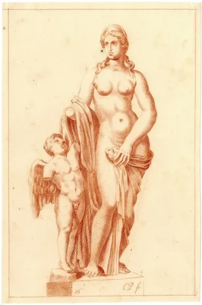 Beeld Van Naakte Godin En Amor Venus