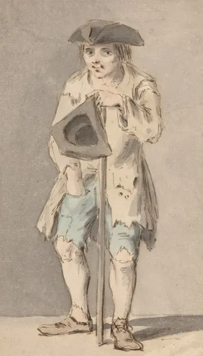 Beggar With Staff Holding Tricorn Hat