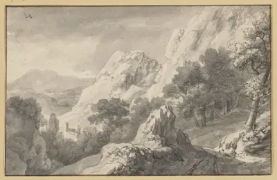 Bergige Landschaft Vorne In Der Mitte Eine Felspartie