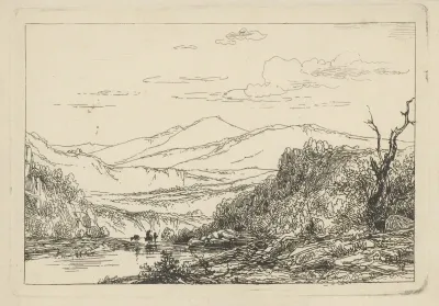 Berglandschap Met Doorwaadbare Plaats