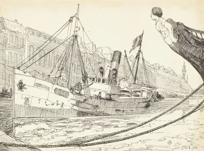 Beschoten Vissersboot In De Haven Van Oostende