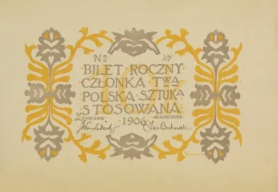 Bilet Roczny Czlonka Towarzystwa Polska Sztuka Stosowana