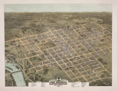 Birds Eye View Of The City Of Columbia South Carolina 1872