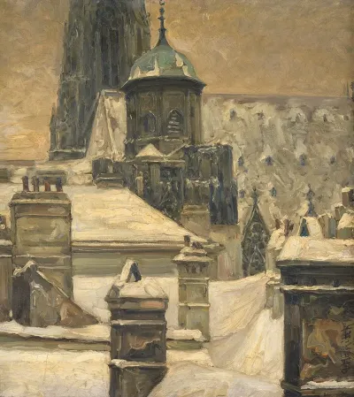 Blick Auf Den Adlerturm Der Stephanskirche Von Den Dachern Der Hausergruppe Stephansplatz