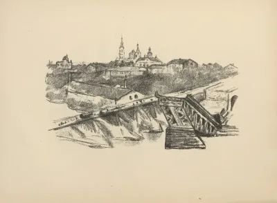 Blick Auf Grodno Mit Gesprengter Brucke