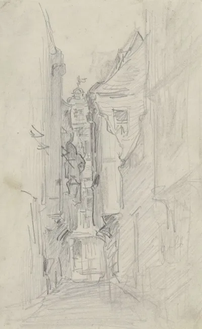 Blick Durch Die Goldhutgasse Auf Den Romerberg