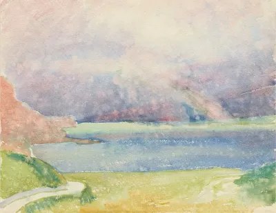 Blick Von Maloja Auf Den Silsersee Mit Regenbogen