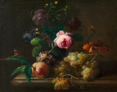 Blumenstillleben Mit Fruchten