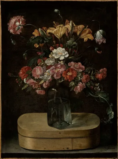Blumenstrauss Auf Einer Spanschachtel