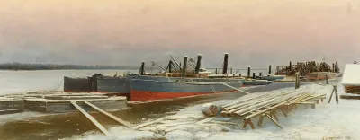 Boats At Dock In Winter