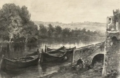 Boats By A Stone River Landing