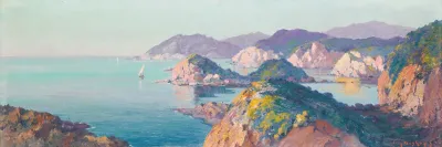 Boats Sailing Near A Rocky Coast