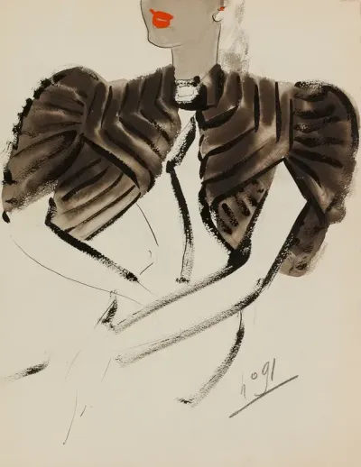 Bolero Brun Avec Travail En Bandes 1938 Fonds Darts Graphiques De La Maison Max Fourrures