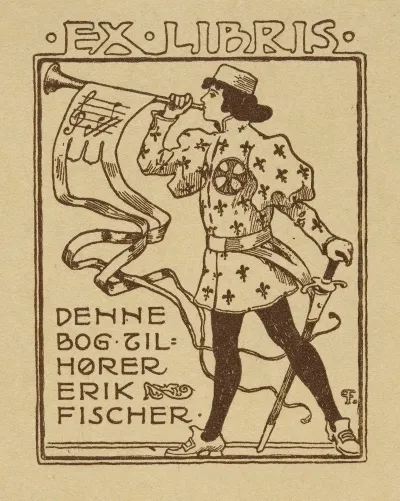 Bookplate Of Denne Bog Tilhorer Erik Fischer