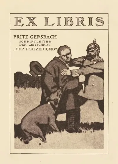 Bookplate Of Fritz Gersbach Schriftleiter Der Zeitschrift Der Polizeihund