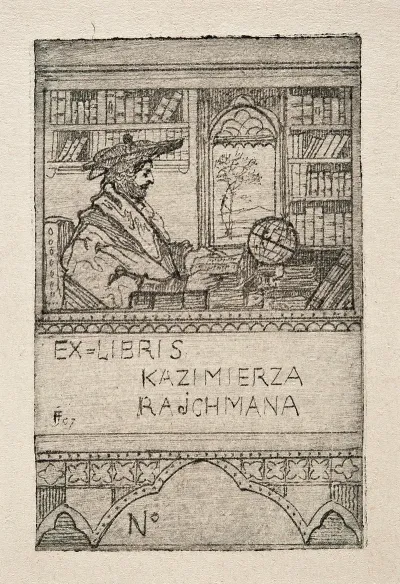 Bookplate Of Kazimierz Reychman With A Scholar In His Study I
