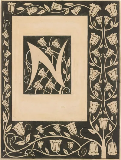 Border Design With Initial N