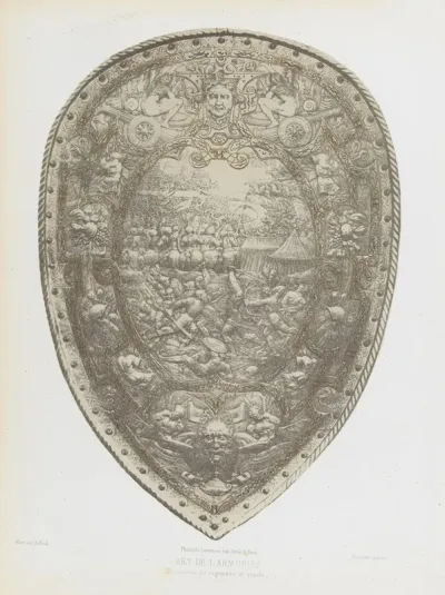 Bouclier En Fer Repousse Et Cisele