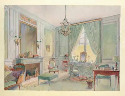Boudoir Cabinet De Toilette Louis XVI Avec Chaise Longue