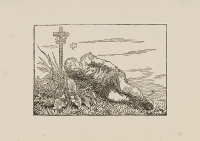 Boy Sleeping On A Grave