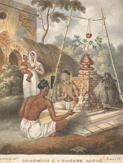 Brahmins At A Toolsee Altar