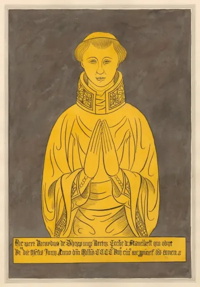 Brass Plate For Richard De Thorp From Stanwell Church