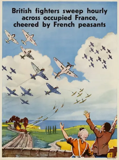 British Fighters Sweep Hourly Across Occupied France Cheered By French Peasants