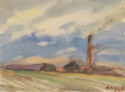 Brown Village View From The Fields