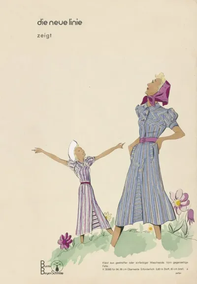 Bunte Beyer Schnitte Die Neue Linie 1941 Kleid Aus Gestreifter 2