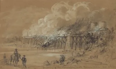 Burning The Rappahannock Railway Bridge Oct 13th 1863