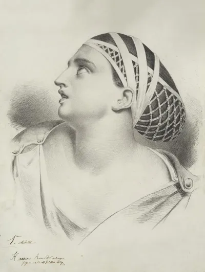 Bust Of A Woman Looking Up