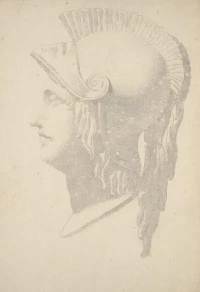 Bust Profile Of A Greek Soldier With Helmet