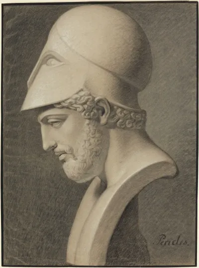 Buste Des Perikles Mit Hohem Attischen Helm Im Profil Nach Links