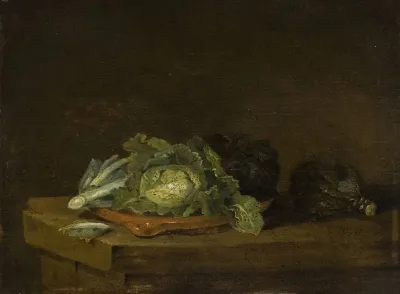 Cabbages On A Table Top