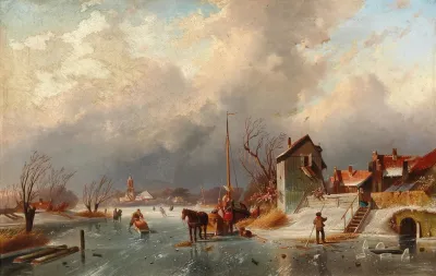 Canal Landscape In Winter