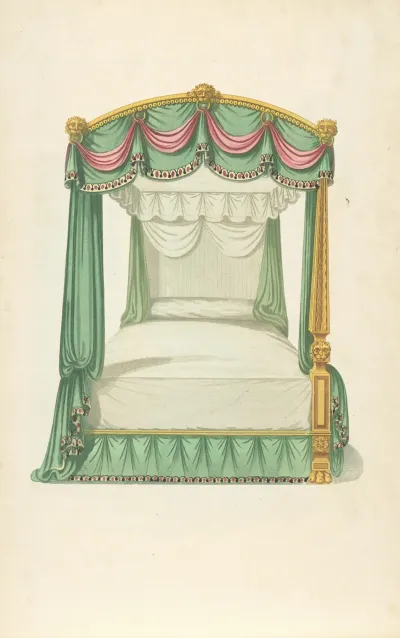 Canopy Bed With Green Drapery