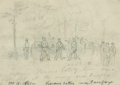 Captain Varians Battery N Y 8th S M Having Their First Shot At The Enemy Near Fairfax