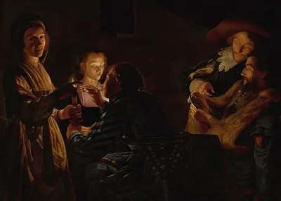 Card Players By Candlelight