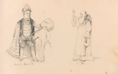 Cardinal Granvelles Dwarf And A Standing Monk