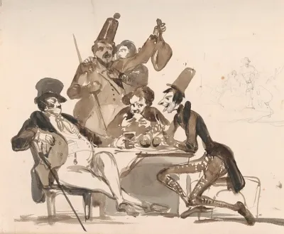Caricatures And Two Figures