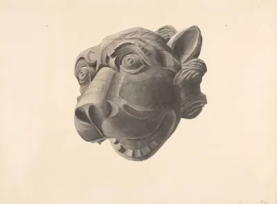 Carved Cat Head Gargoyle