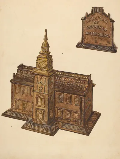 Cast Iron Toy Bank Independence Hall